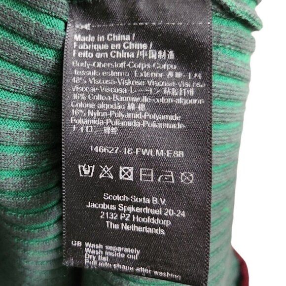 Scotch & Soda Dress Medium Green Midi Bodycon Ribbed Knit Stretch Long Sleeve - Picture 9 of 14